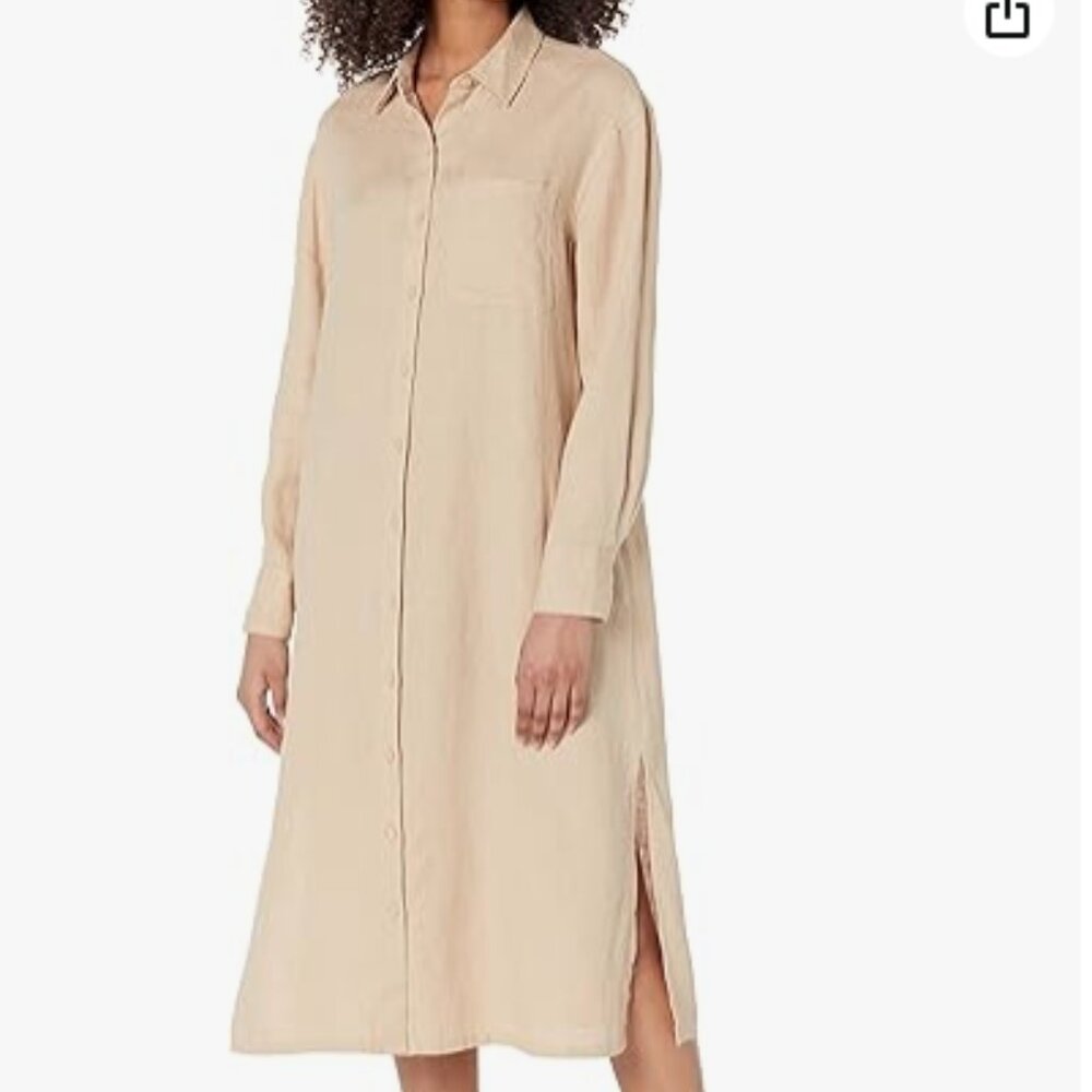 The Drop Women's Natural Linen Shirt Dress | Size L